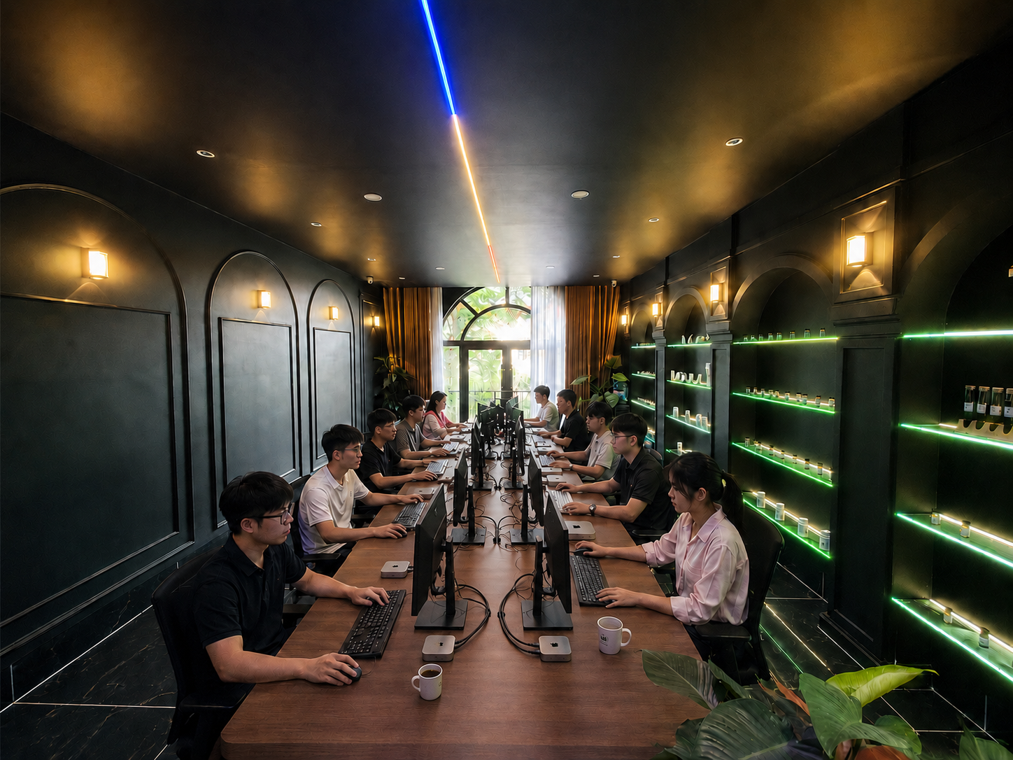 ECOA AI engineering team collaborating in a state-of-the-art development center
