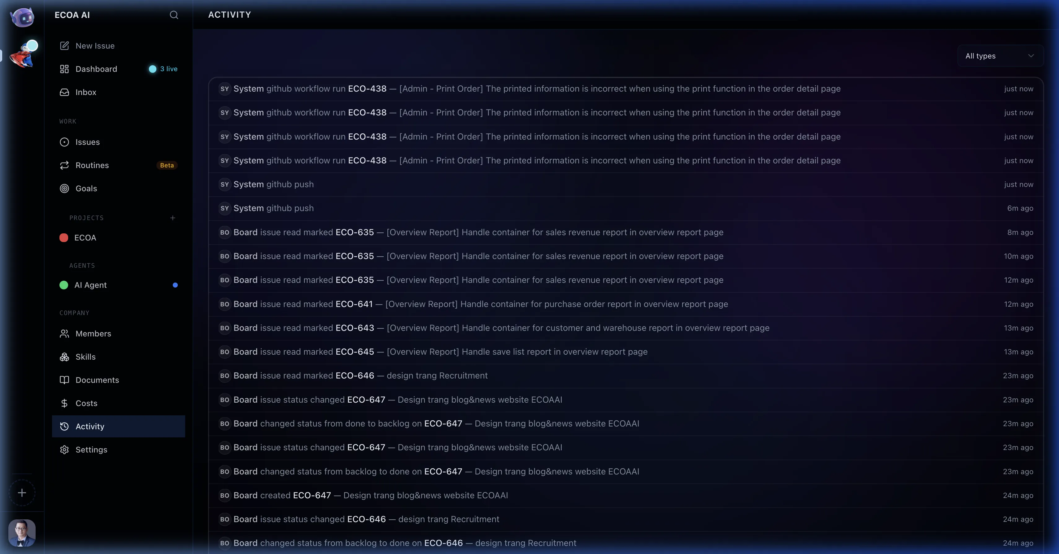 ECOA AI Activity Log