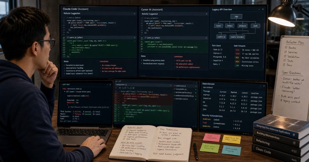 I Asked Claude Code and Cursor to Refactor a Legacy Node.js API — What I Learned About AI Coding Tool Limits